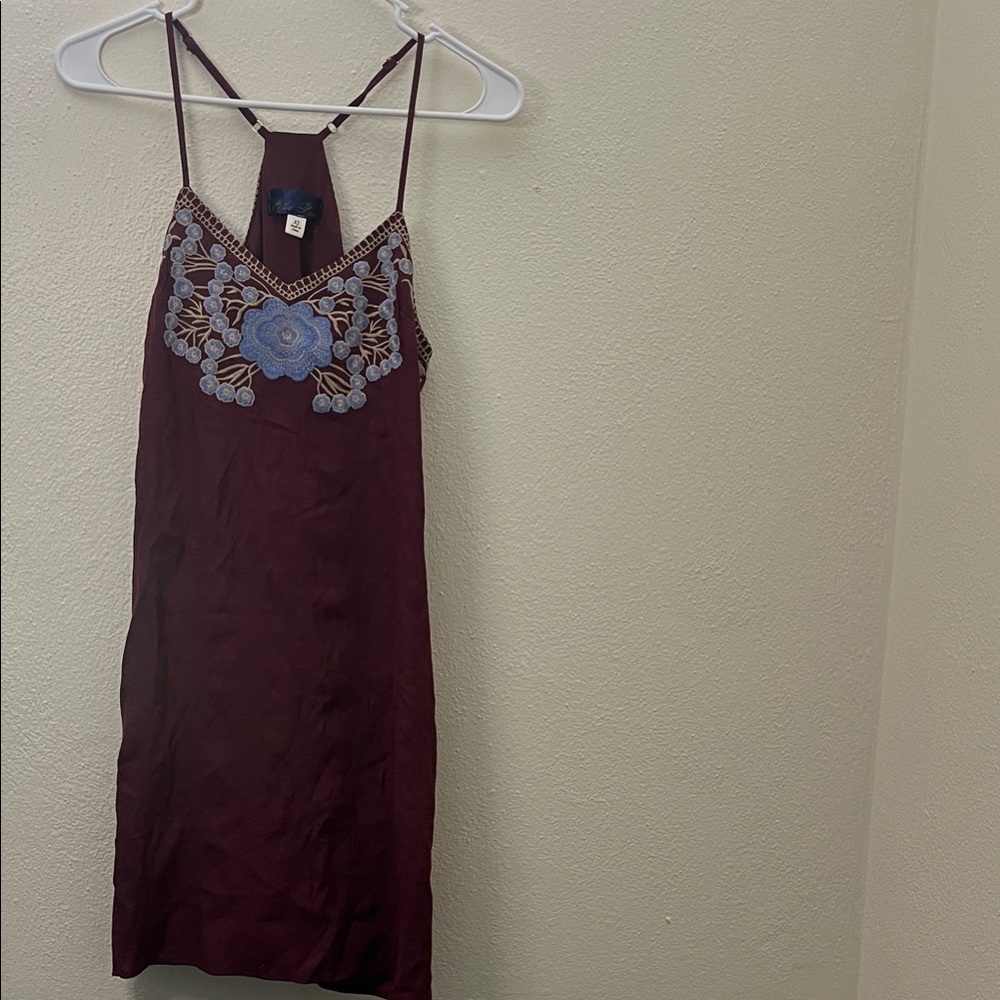 Elegant Burgundy Embroidered Nightgown
